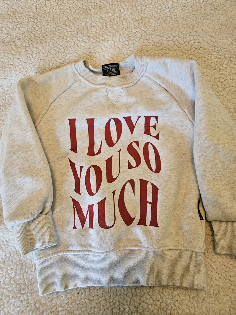 Little Bipsy Light Gray Sweatshirt with Red "I LOVE YOU SO MUCH" Print